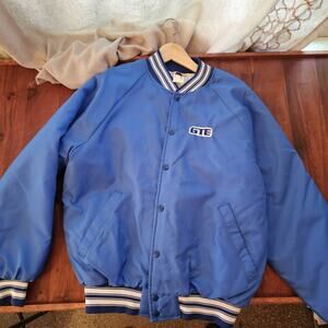 80s Grunge Hand Stitched GTE Bomber button up Working Jacket Size L